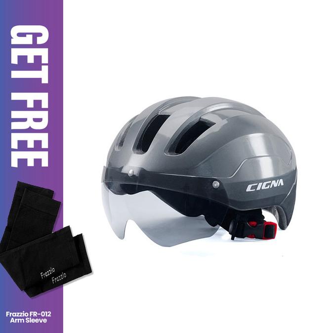 CIGNA TS-32 Bike Helmet + Light Visor - Helm Sepeda - TITANIUM