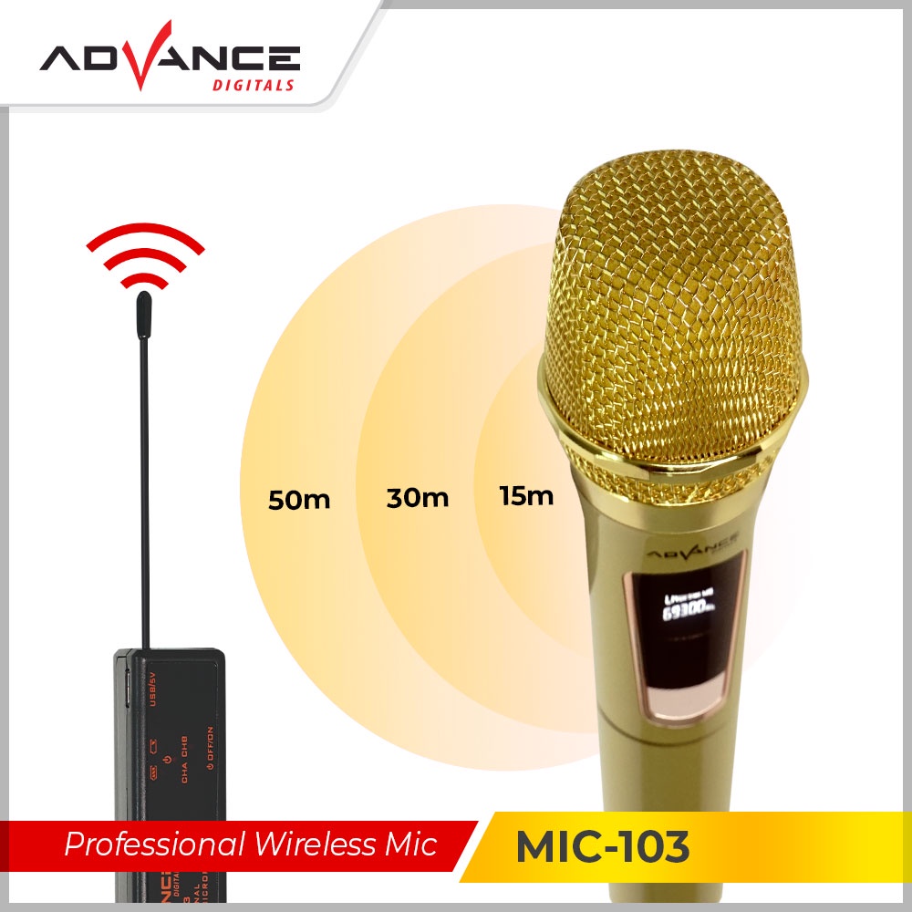 Advance  Microphone Profesional Mic Wireless MIC-103 Garansi 1 tahun