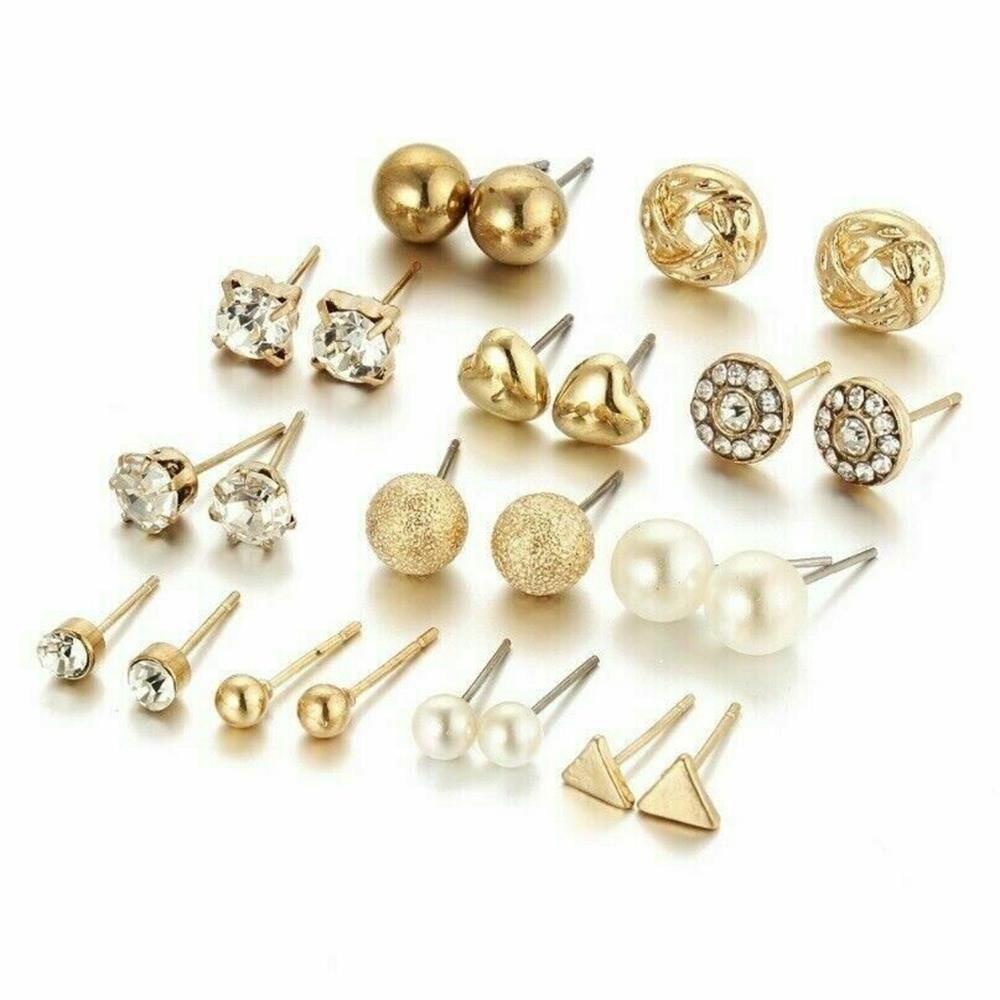 Preva 12pasang Anting Set Minimalis Wanita Gadis Perhiasan Hoop Ring