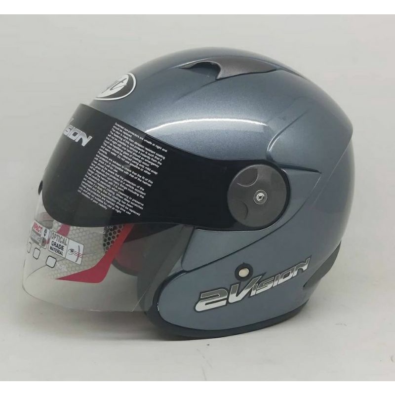 Helm KYT 2 vision ORIGINAL MURAH DOT dan SNI Helm indonesia-All grey