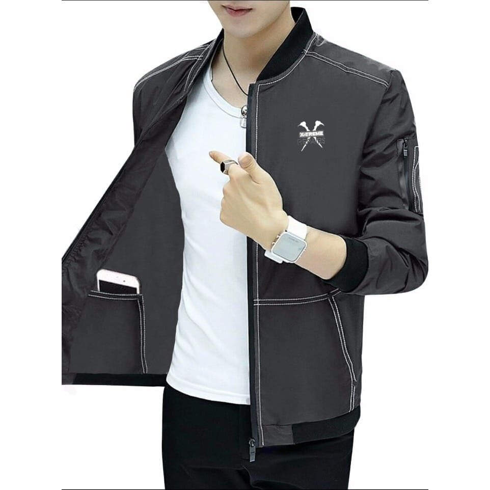 TOTOTAshop. Jaket fashion pria EXTRIM PP M-L,Lengan panjang, Bahan Destiny fleece halus,Logo Bordir premium.