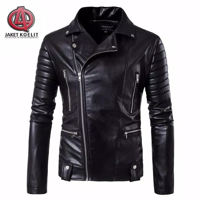jaket kulit pu biker