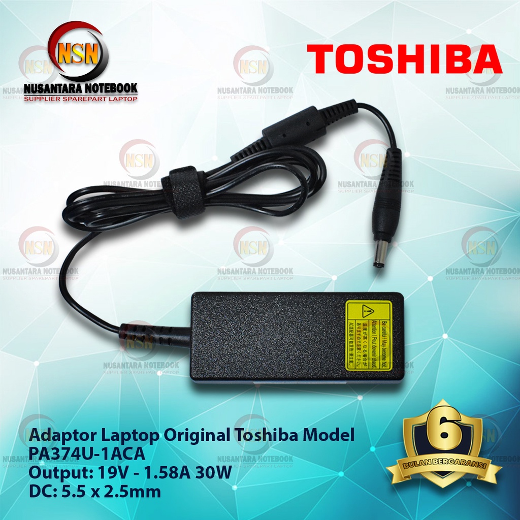 Adaptor Charger Original Toshiba 19V - 1.58A 30W DC 5.5*2.5 mm