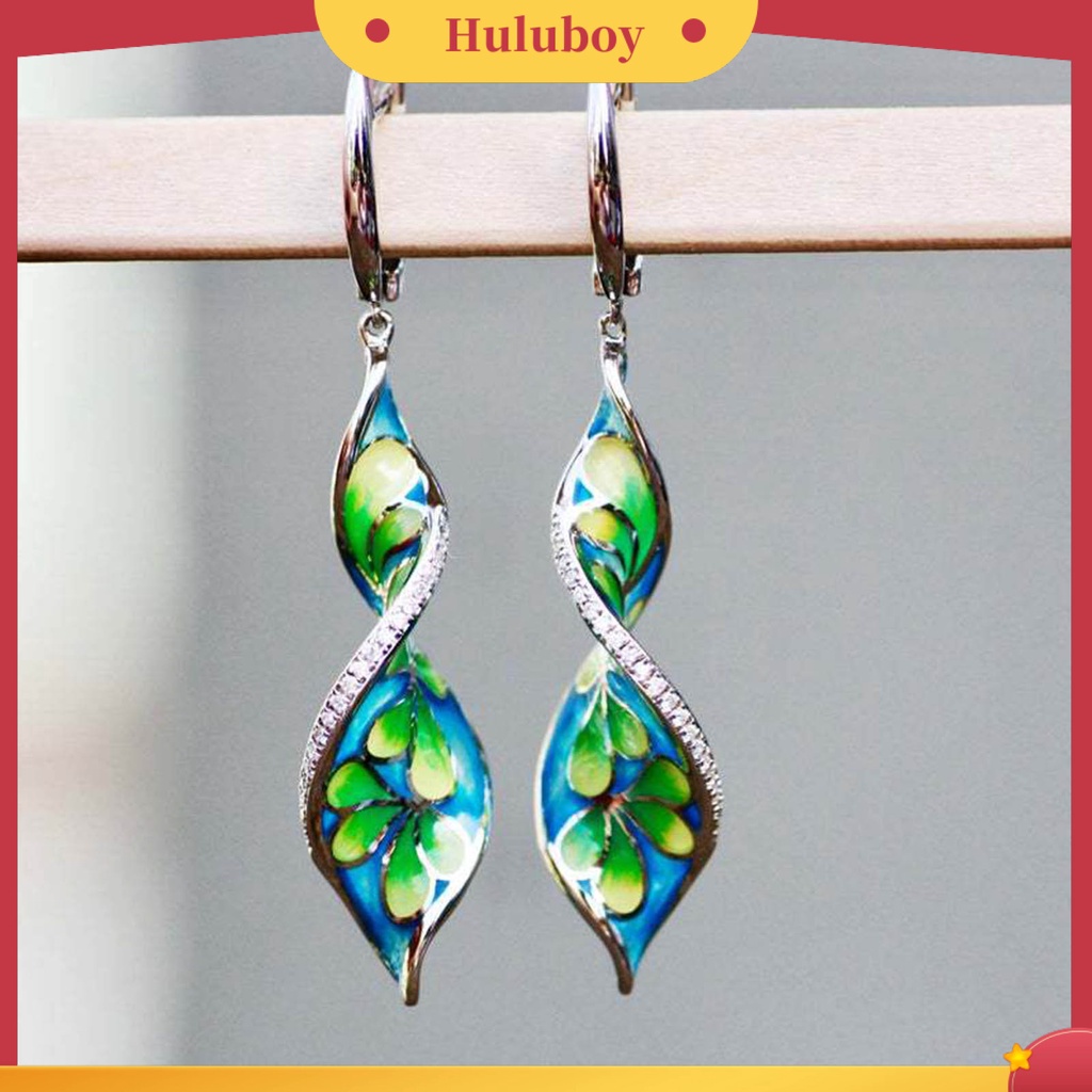 Hu Hu Hu Hu Hu Alat Bantu Pasang Kacamata♡ 1 Pasang Anting Kait Gantung Wanita Desain Spiral Enamel Gaya Vintage Tahan Lama Untuk Banquet