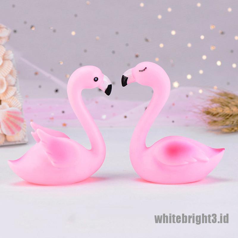 (white3) Topper Kue Bentuk Flamingo Pink Untuk Dekorasi Pernikahan / Ulang Tahun