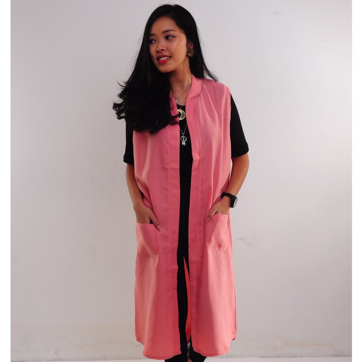 DEVAGO Outer Atasan Rompi Wanita Moscrepe Premium Polos Dyta Tanpa Lengan Anggun Modis Stylist Allsz