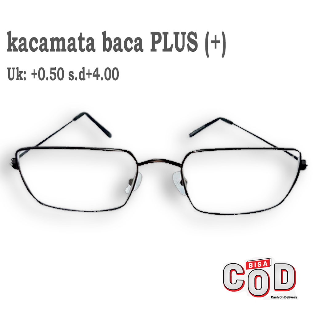 New Design! Kacamata Baca Plus (+) Pria Wanita [Unisex] Uk +0.50 s.d +4.00 Kacamata Plus Frame Kotak Besi Warna Hitam Kacamata Baca Lensa Plus Fashion Terbaru Reading Glasses Kacamata Rabun Dekat Kacamata Murah