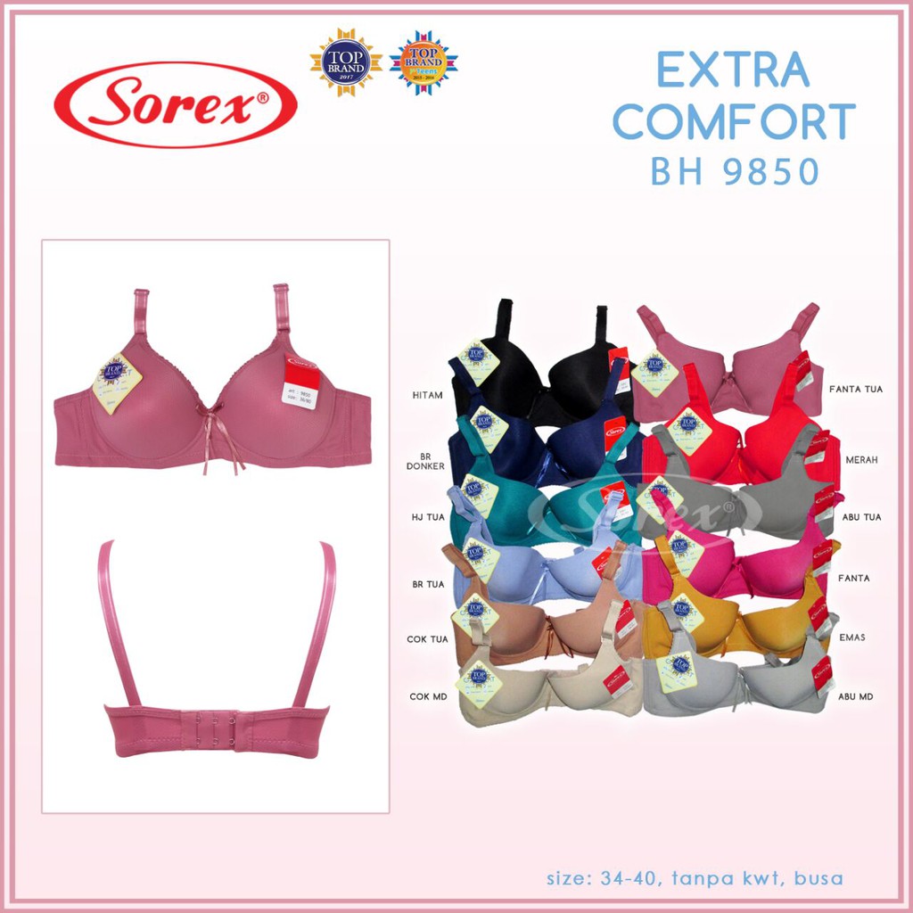 BH Bra Sorex Tanpa Kawat Pakai Busa Pakaian Dalam Wanita art 9850 / 17228 / 18147 / 18170