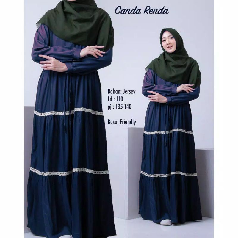 Gamis Jersey Susun Renda / Gamis Canda Renda / Gamis Pesta Murah