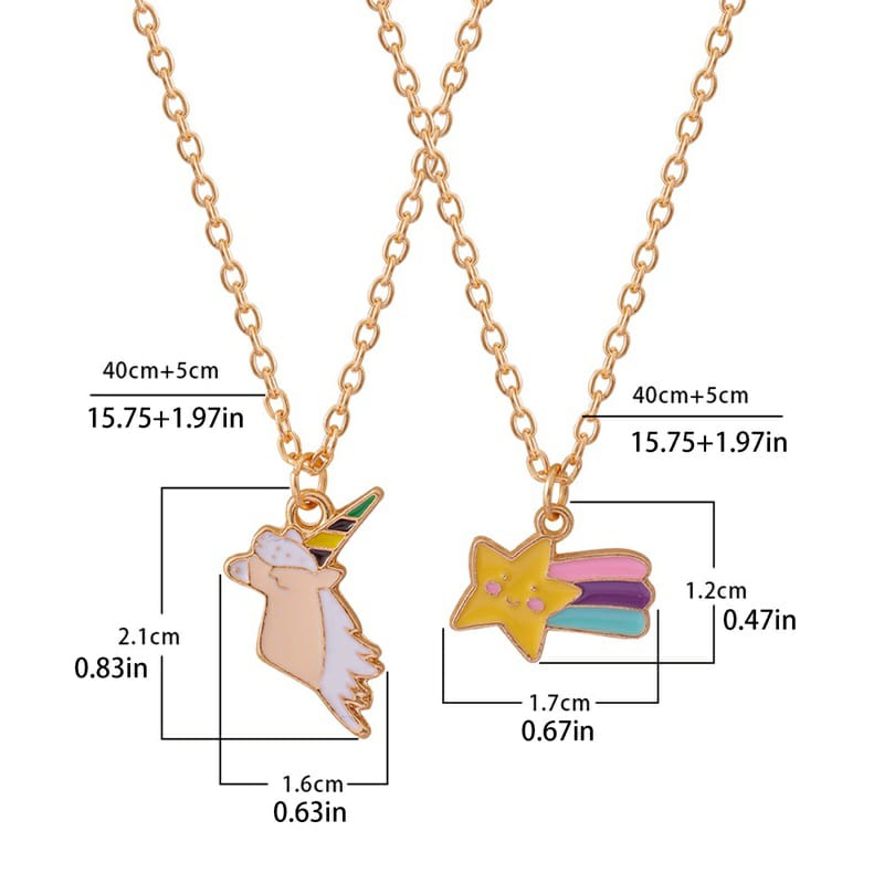 2in1 Kalung Anak Couple Teman Unicorn Kembaran Motif Sahabat Asesoris Perempuan Kado Ulang Tahun