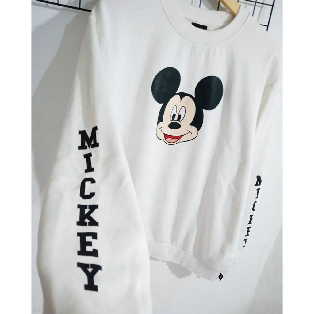 MICKEY CREWNECK GEMOY PREMIUM Sweatshirt Sweater Crewnek Wanita Kekinian Fashion Outfit Ootd Korean Style Cewek Sweter Krunek Remaja Lucu Model Terbaru Bahan Fleece Tebal LD 110 PB 65