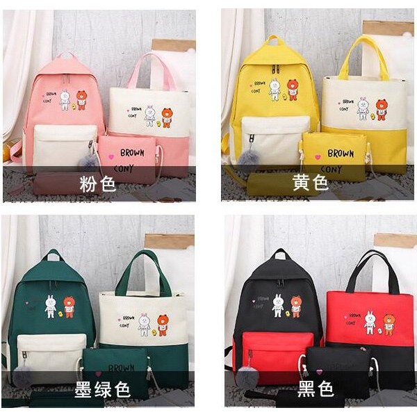 LT 1054 TAS 4IN1 RANSEL IMPORT SEKOLAH KULIAH LES KURSUS WANITA CEWEK PERMEPUAN SD SMP SMU EL 6020