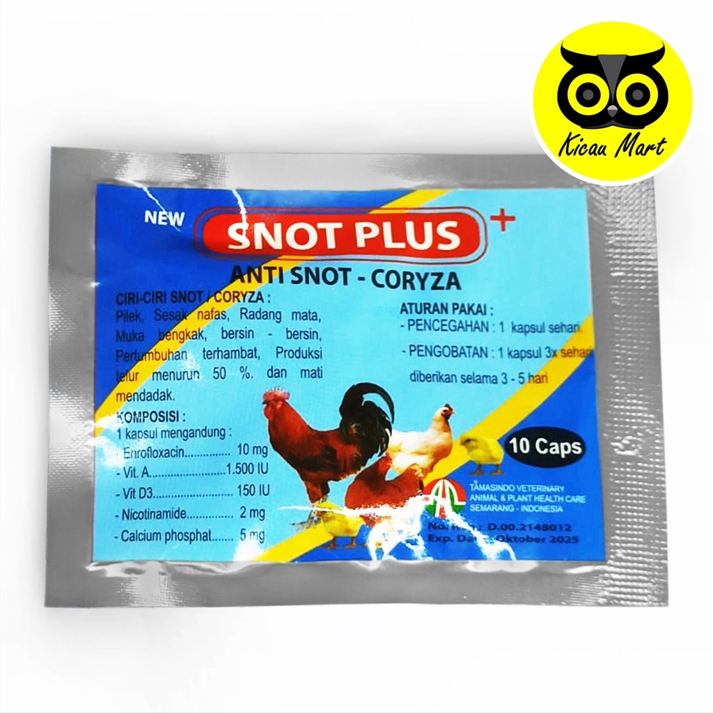 Obat Snot Plus 10 Capsul Obat Ayam Anti Snot Coryza Obat Ayam Bebek Unggas Snot Tetelo Ngorok Pilek Batuk Radang Lumpuh Berak Hijau