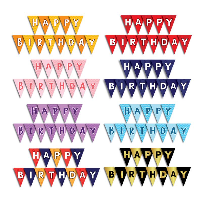 BANNER HAPPY BIRTHDAY POLOS DEKORASI ULTAH ULANG TAHUN PINK MERAH BIRU NAVY HITAM GOLD UNGU KUNING H