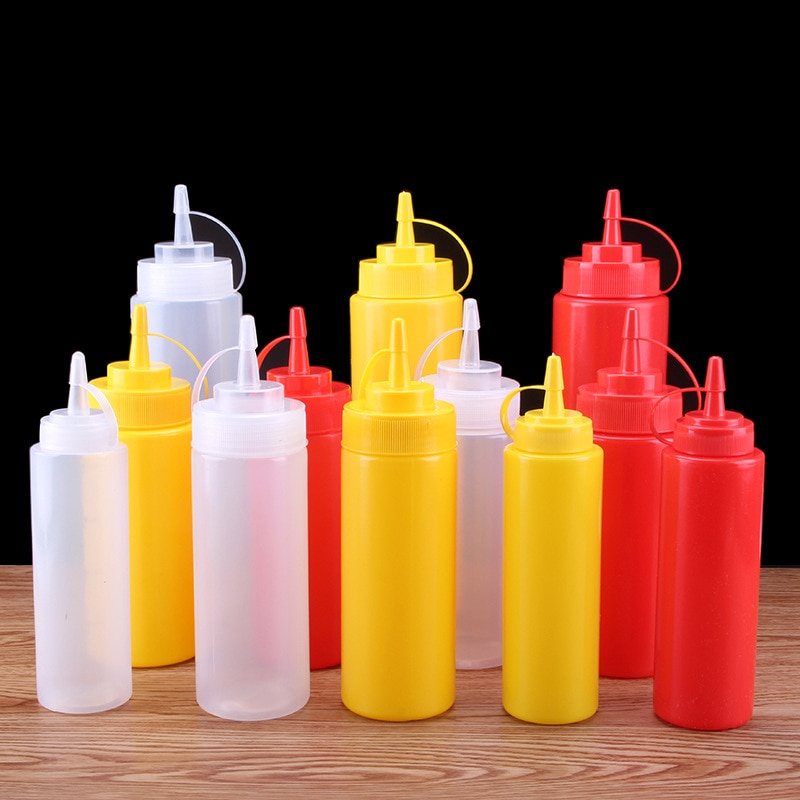 [ Featured ] Kitchen Squeeze Condiment Bottles / Leak-Proof Seasoning Sauce Squeeze Squirt Dispenser Bottle for Oil Sauce Mustard Kitchen Accessories