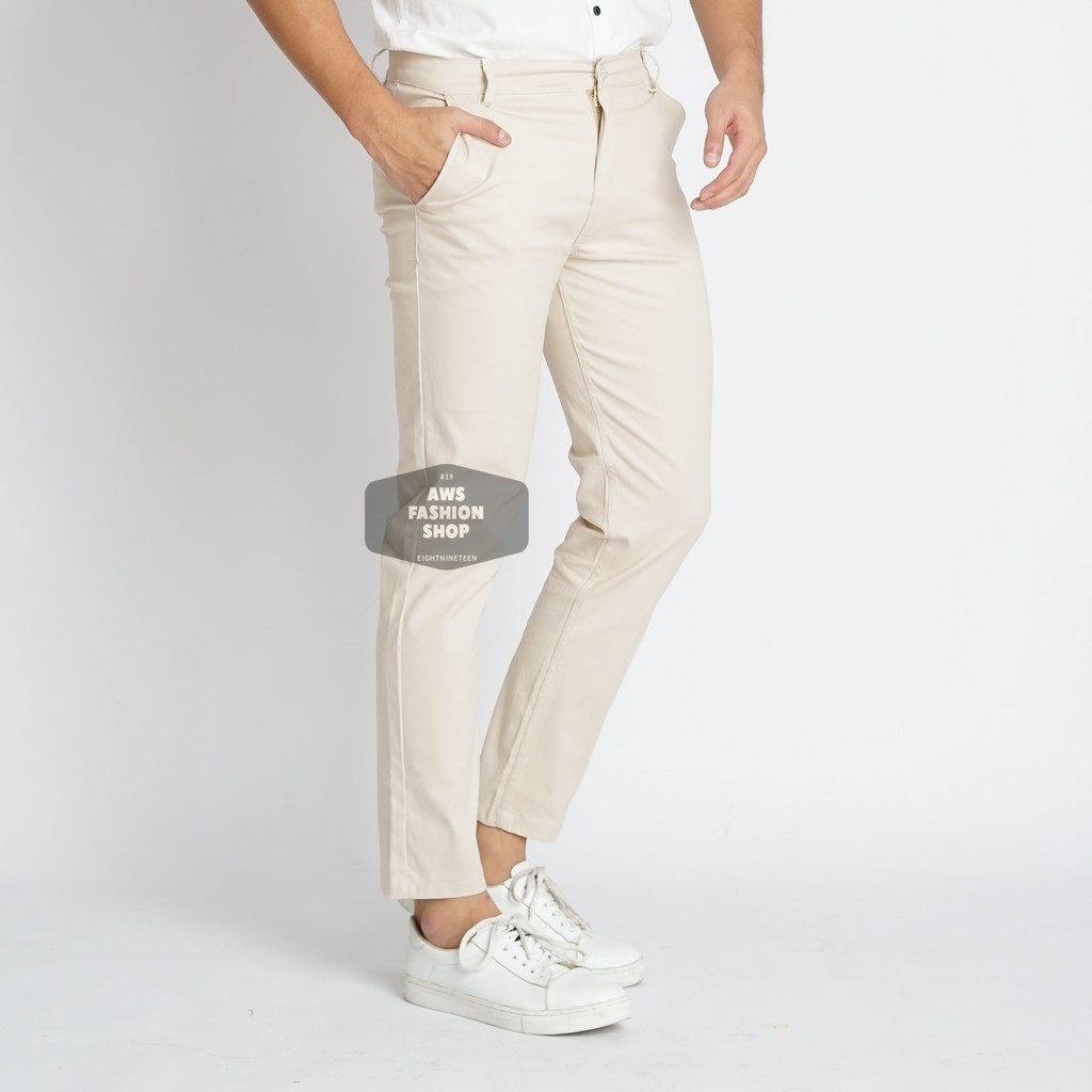 Celana Chino Pria Celana Panjang Pria PREMIUM QUALITY Cream