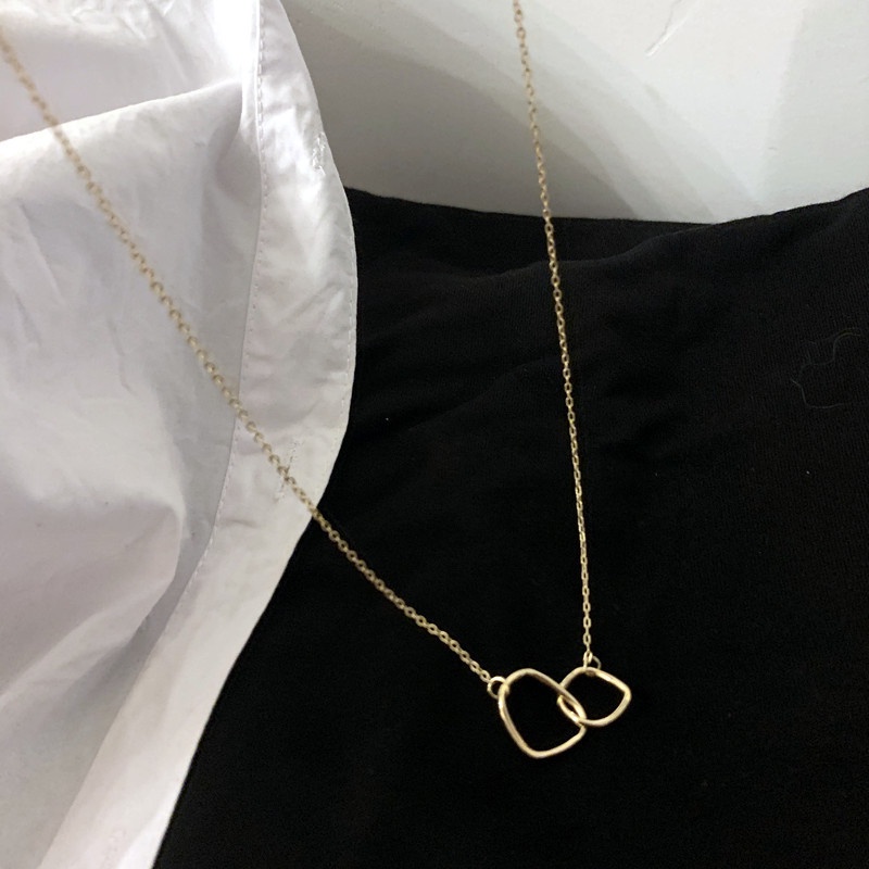 Cold wind creative irregular necklace simple geometric double ring interlocking clavicle chain 210823