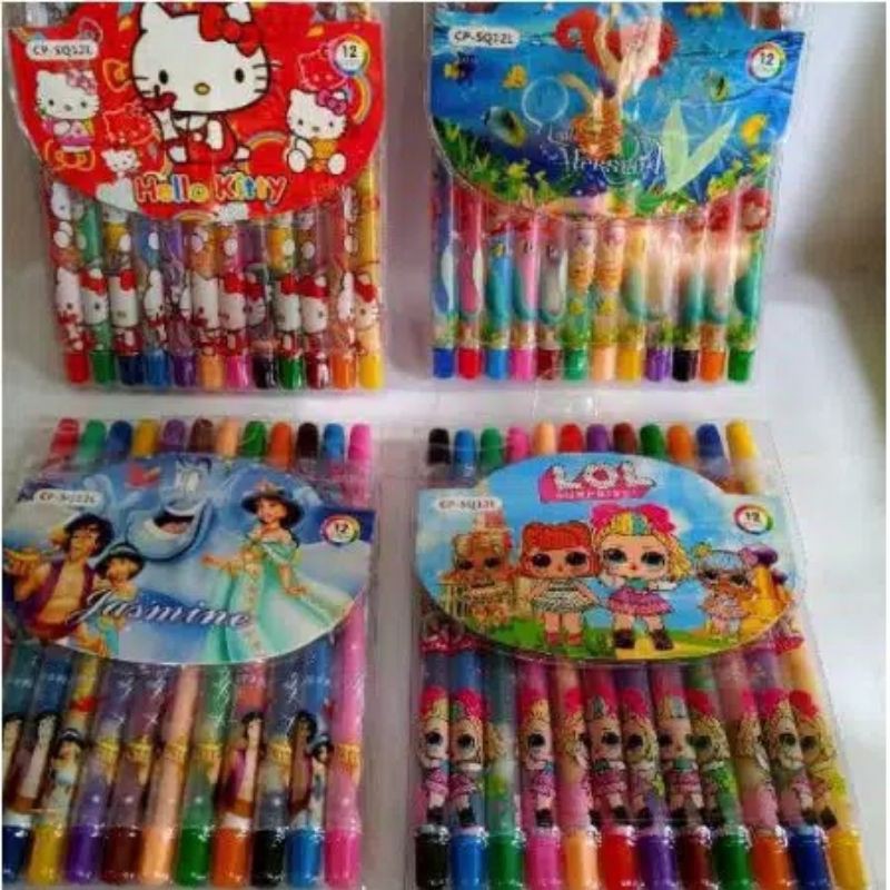 

Crayons kerayon putar 12 warna panjang pencil warna kalakter