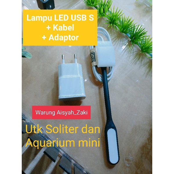 lampu aquarium/soliter led USB (S) plus adaptor 5 volt 1 ampere
