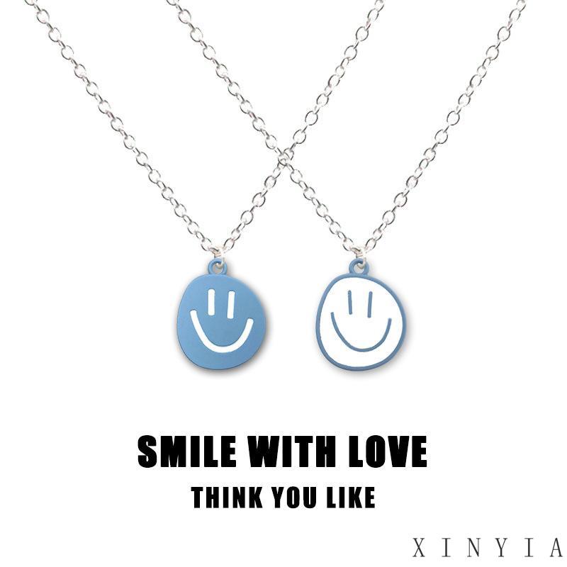 Kalung Rantai Dengan Liontin Smiley Face Untuk Wanita