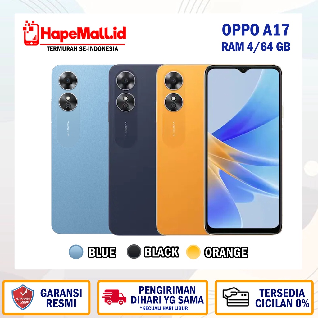 OPPO A17 RAM 4/64GB GARANSI RESMI OPPO INDONESIA TERMURAH