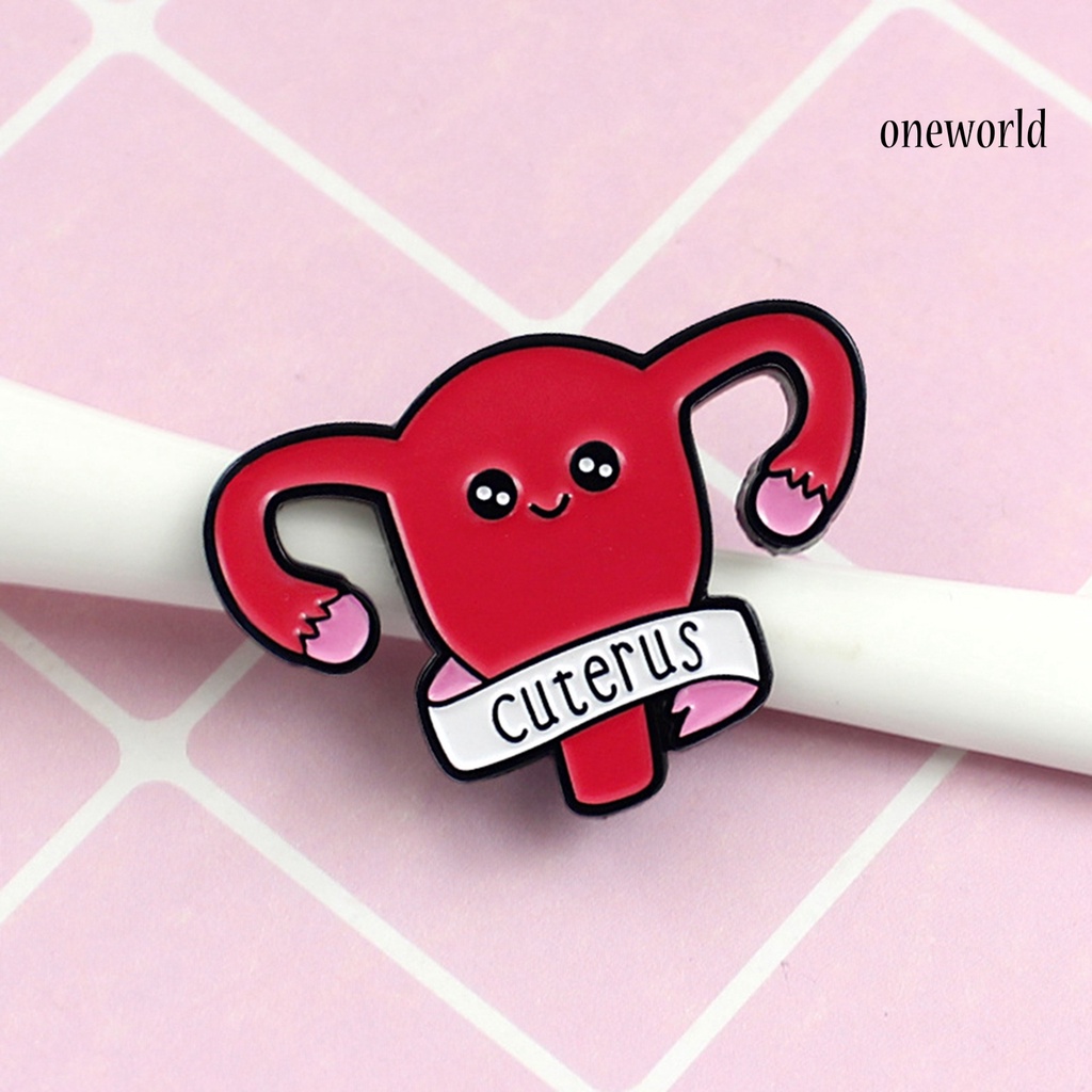 OW@ Cartoon Uterus Shape Enamel Brooch Pin Clothing Jeans Jacket Badge Breast Pin Decor