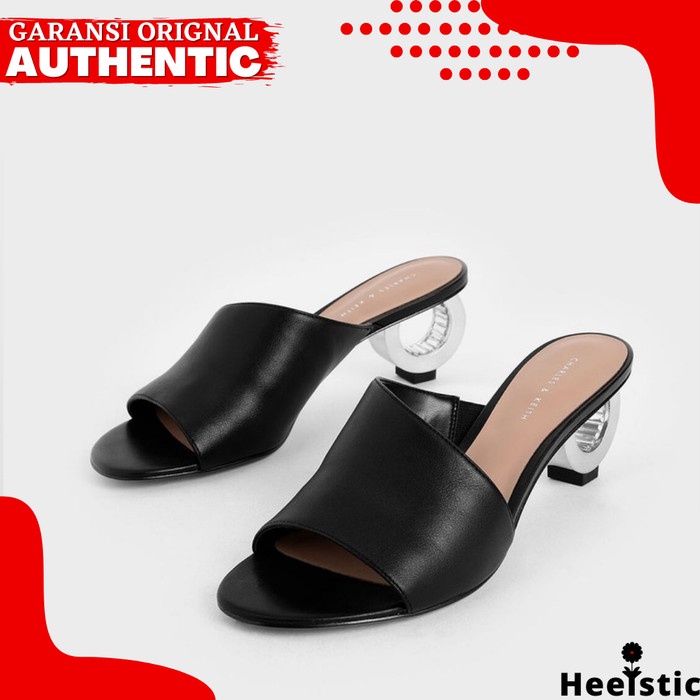 Sandal Heels Charles And Keith Wanita Original Branded Store F363 - Black, 35