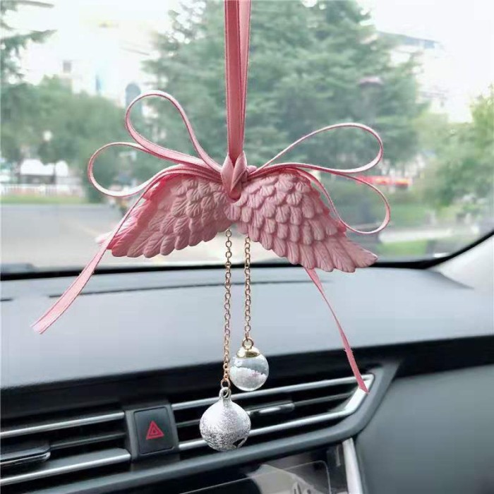 Car Pendant Angel Wings + Parfum Pewangi Gantungan Pajangan Kaca Spion Tengah Mobil