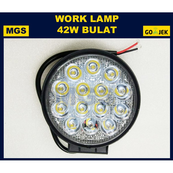 Work Lamp (Lampu Kerja) 42W Putih (10-60V) Body Slim/Tipis Round Light Off Road