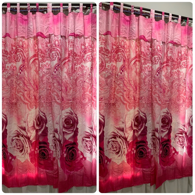 [ PINTU DAN JENDELA ] GORDEN TALI + PONI MOTIF BUNGA MAWAR PINK