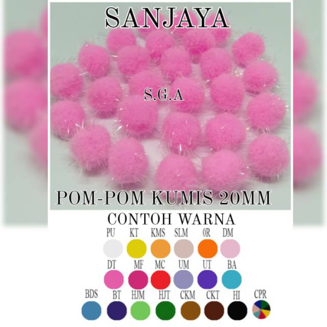 POM POM BOLA / POM POM BULU GLITER KUMIS / POM POM WARNA WARNI / POM POM AKSESORIS / POM-POM KUMIS 20MM