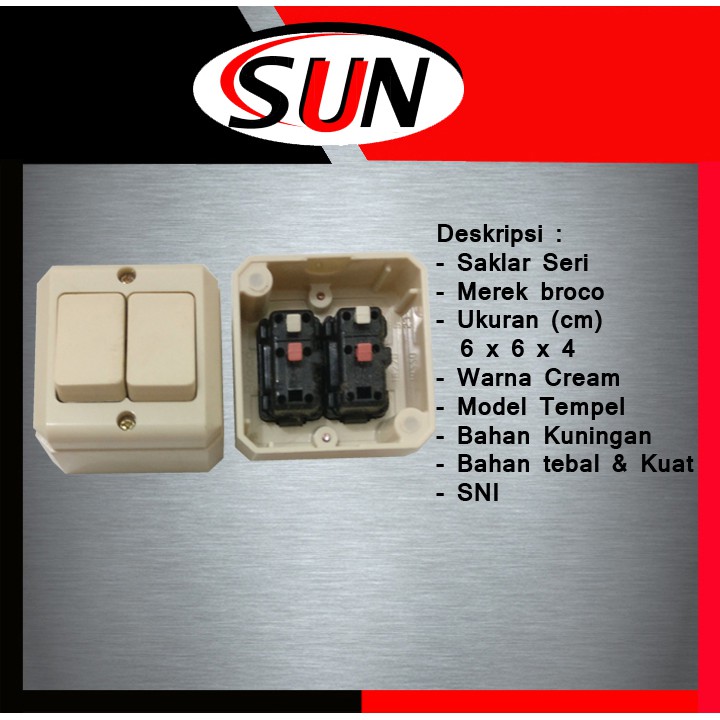 Saklar Seri 2 Pencetan Lampu Ob Broco New Gee Cream Tempel Tembok