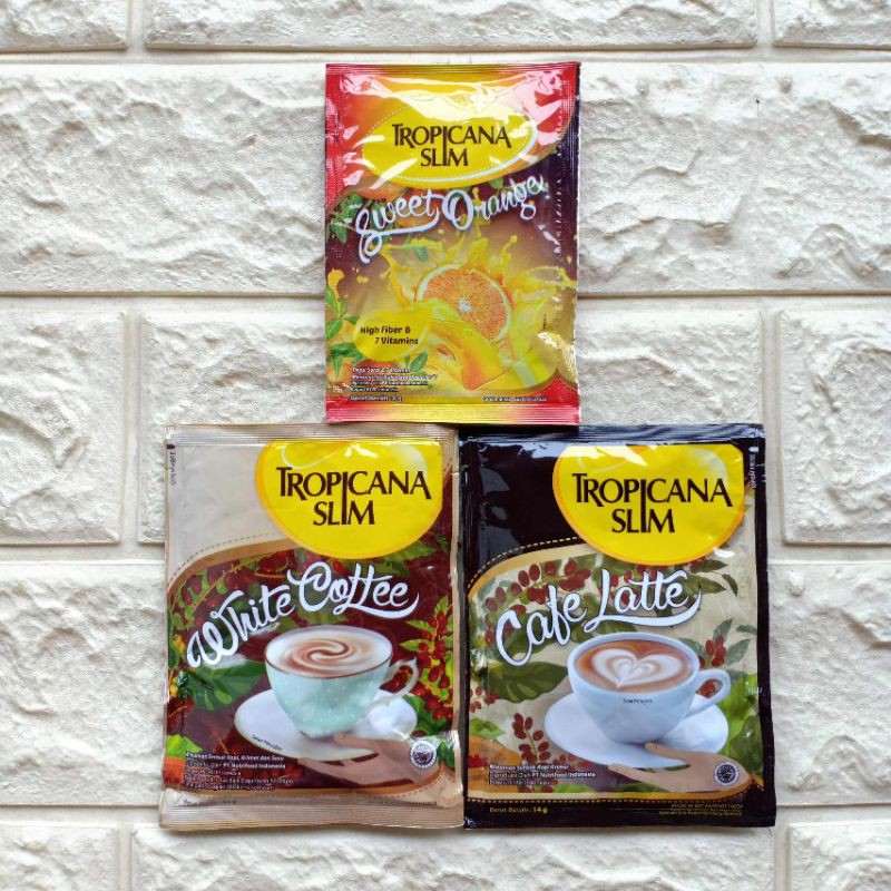 Tropicana Slim Cafe Soy Latte White Avocado Coffee Sweet Orange Mint Cocoa Coklat Cokelat Alpukat Sachet Minuman Instan Instant Serbuk Bubuk Kopi Susu Jeruk