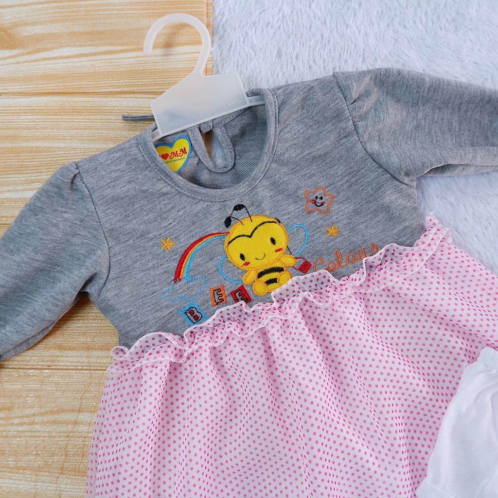 Stelan 6-18 Bulan Dress Lengan Panjang Tile & One Set Celana Dalam Anak Bayi Cewk Perempuan.-5