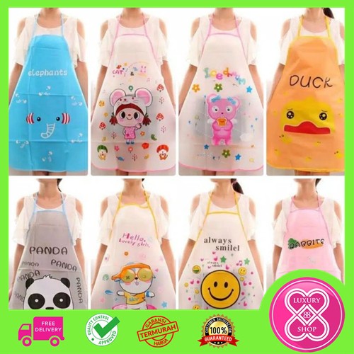 Celemek Masak Motif Lucu / Celemek Masak Anti Air / Apron Water Prov Karakter Hewan Lucu