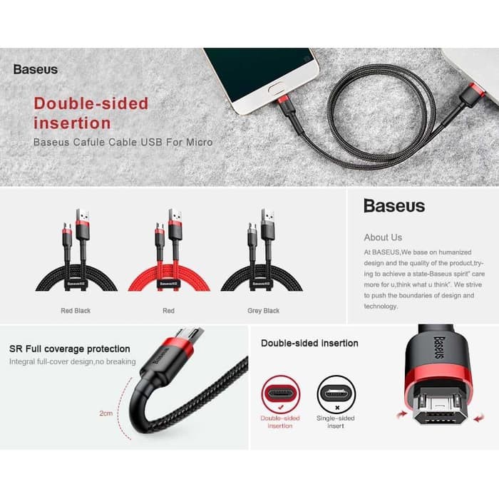 KABEL DATA BASEUS CAFULE MICRO USB CABLE CHARGER 1.5A - 2 METER