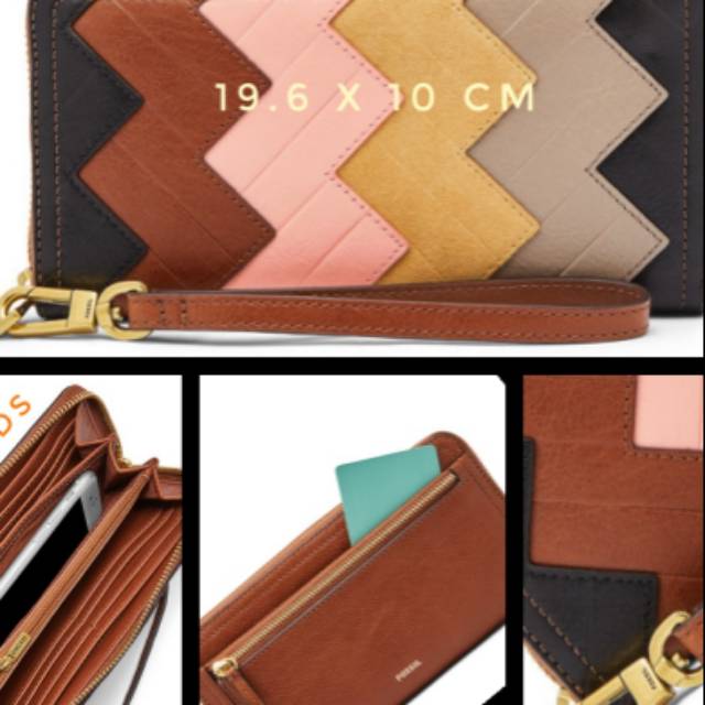 Fossil logan zip around patcheork