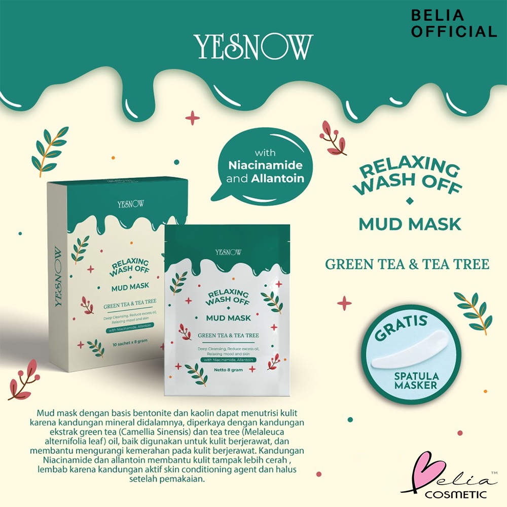 ❤ BELIA ❤ YESNOW Relaxing Wash-Off Mud Mask (Sachet Ecer) | Mud Mask | Masker Wajah | BPOM