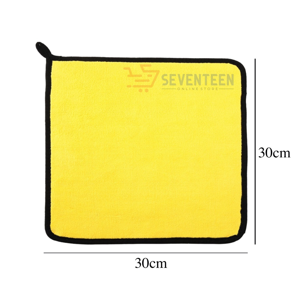 SEVENTEEN KAIN LAP MICROFIBER 400GSM 30X30CM KAIN KUNING LAP MOBIL MOTOR ANTI GORES LECET KAIN LAP HALUS KAIN DAPUR MEJA DAPUR