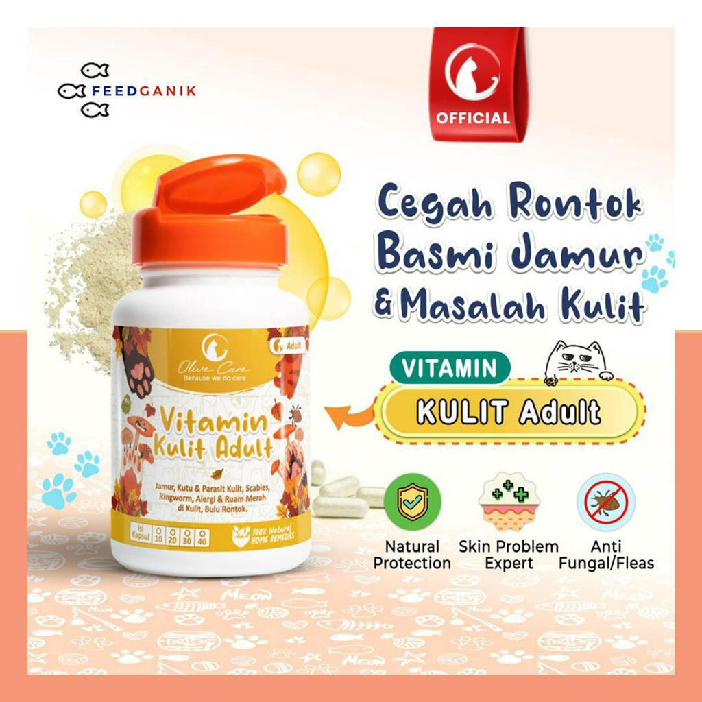 OLIVE CARE Vitamin Kucing KULIT ADULT ( Harga per kapsul ) | Obat jamur kucing, obat scabies kucing,