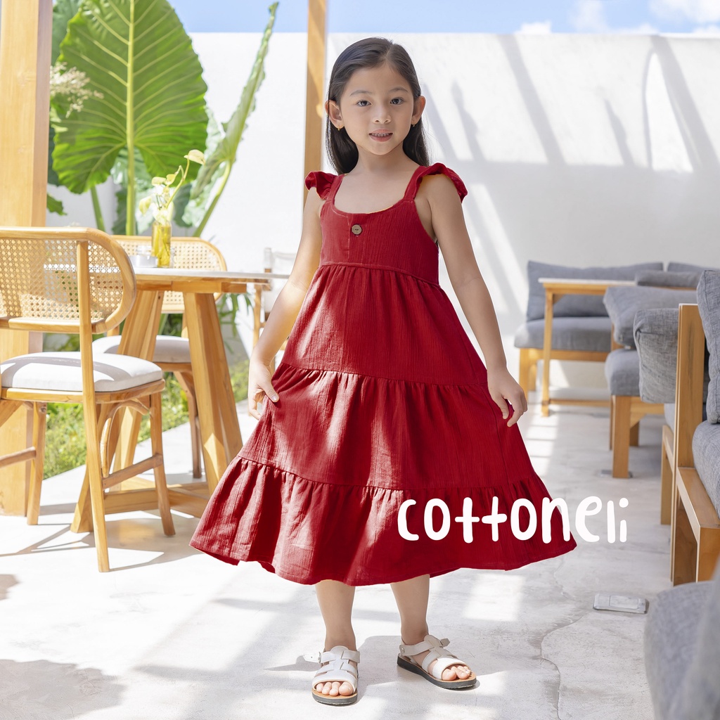 LILOU - Dress Anak Layer Tumpuk Linen Panjang