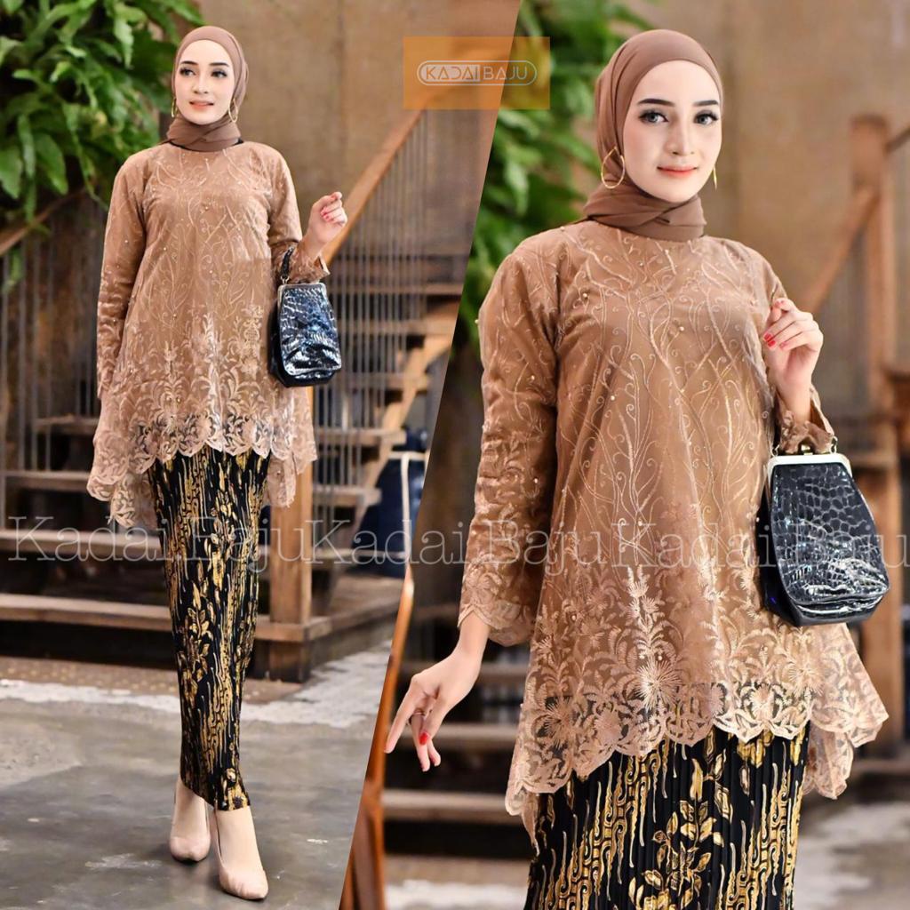 Kadai.baju | Atasan kebaya blouse adzkia | Kebaya modern | outfit baju pesta lamaran pernikahan wisuda Size M L XL XXL