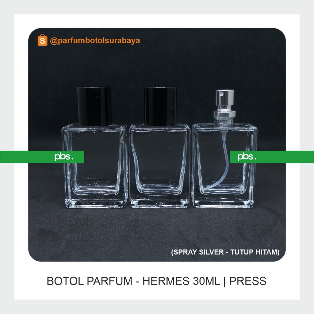 Botol Parfum - Hermys 30ml | Press | Silver Hitam