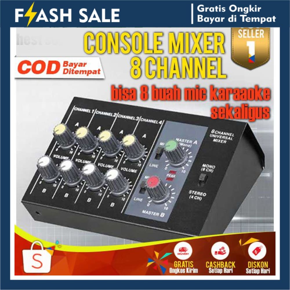 Ammoon Console Mixer Karaoke Audio 8 Channel Murah Mikser Sound System Mini Soundsystem Terbaru COD