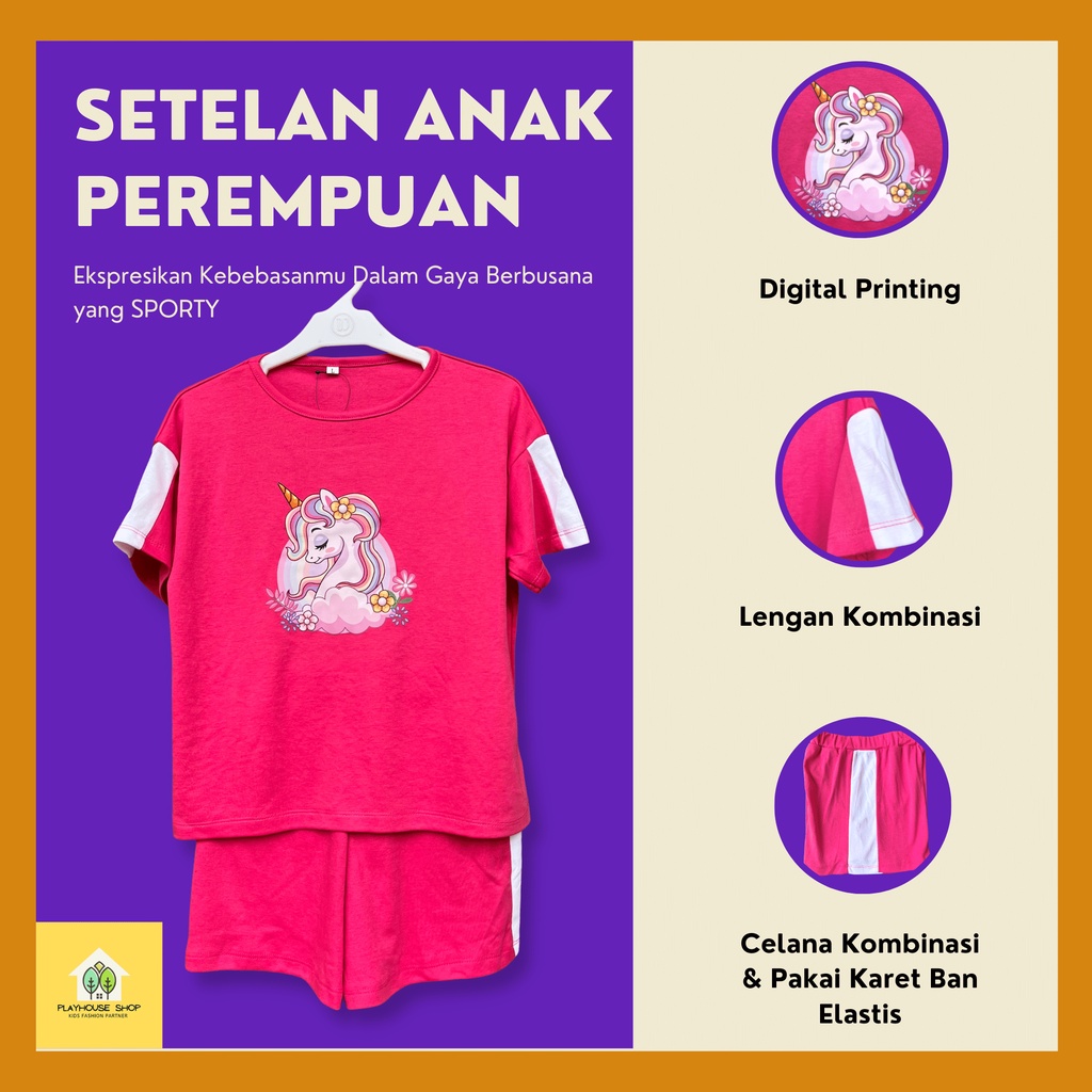 Baju Kaos Setelan Pendek Anak Perempuan Usia 5 Tahun - Remaja Tanggung