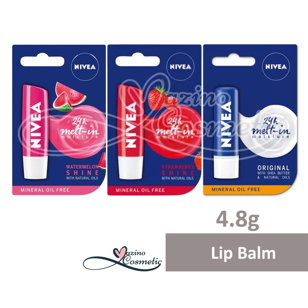 NIVEA Lip Care Fruity Shine Stick 4.8 gr | Strawberry Lip | Original Lip | Watermelon Lip