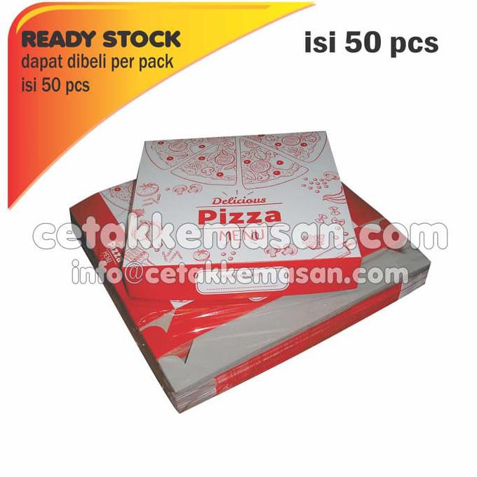 

Dus Box Kemasan PIZZA uk 22x21.5x4 cm Cetak 1 warna 1 pack ISI 50 pcs