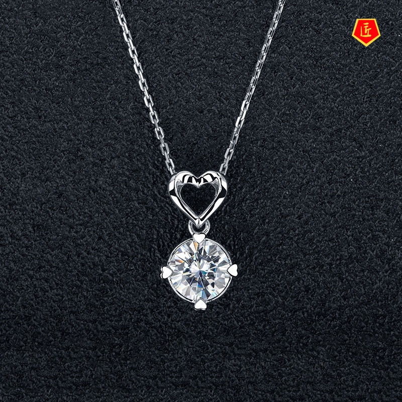 [Ready Stock]Pt950 Platinum Heart-Shaped Pendant Inlaid Zircon Necklace Luxurious and Simple