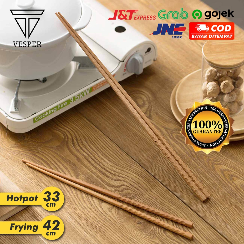 sumpit kayu panjang masak tumis bakmi hot pot / wooden long chopstick 33cm dan 42cm-1