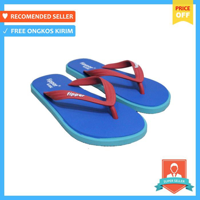 Sendal Jepit / Sandal Pria Fipper Wide Blue Cerulen Turquise Red - Sepatu Pria